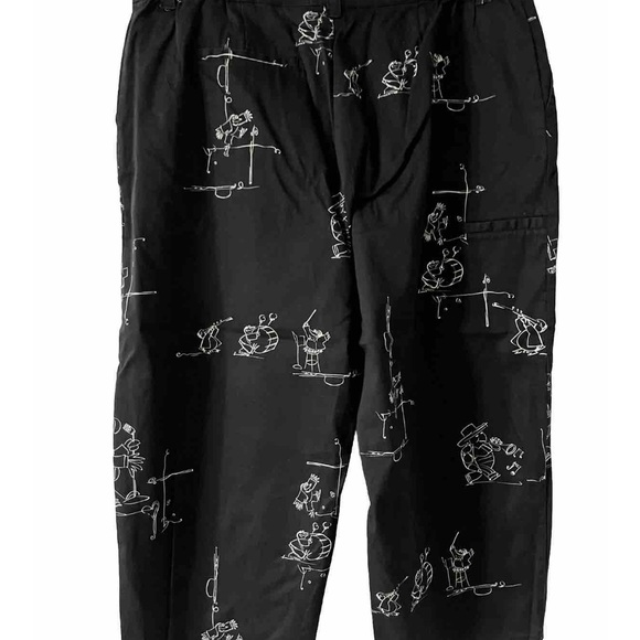 Chico's Bird & Frog Print Capri Pants  Size 3 Xl 16 Us Black/white, Zip Up, - Picture 5 of 16